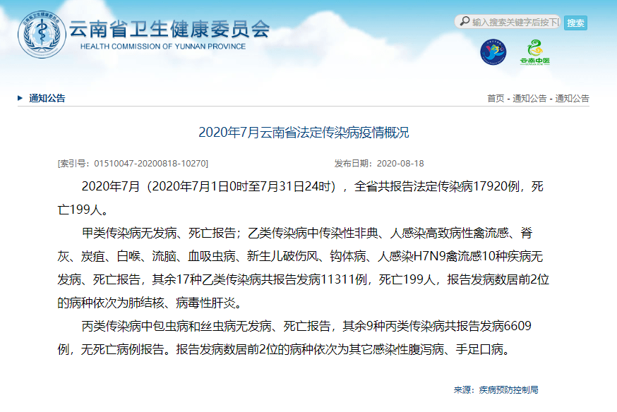 云南最新传染病情况分析