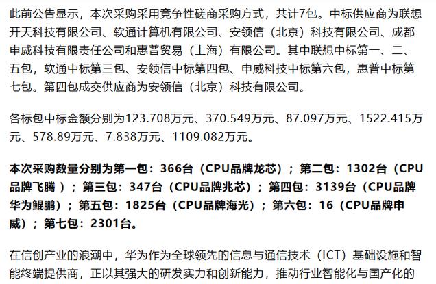 华为最新采购信息